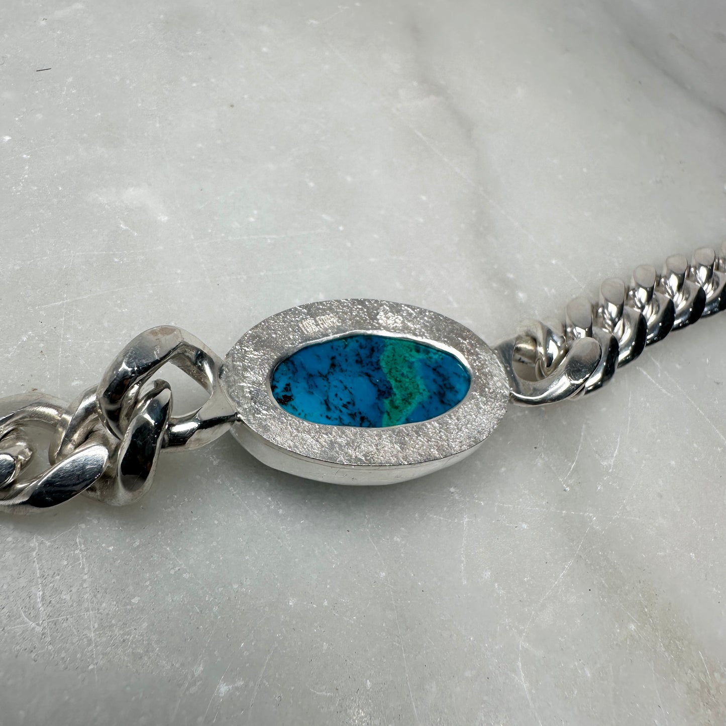 Chrysocolla Curb Bracelet | Sterling Silver