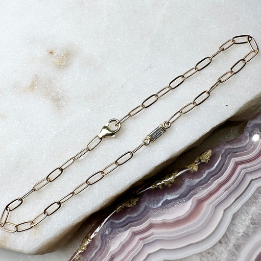 Lab Grown Diamond Paperclip Bracelet | 14k Yellow Gold