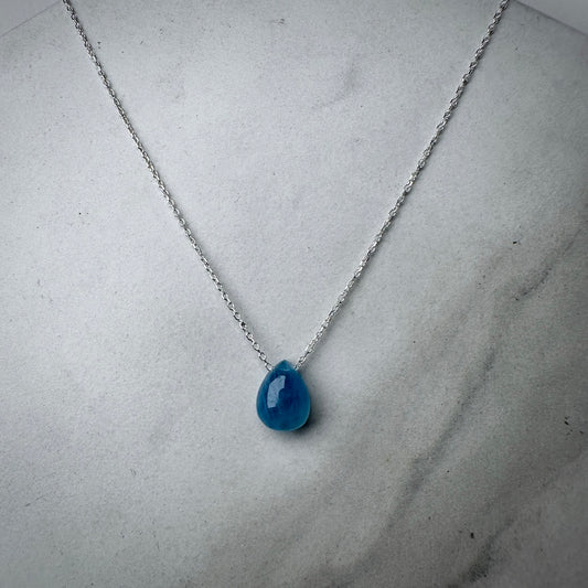 Aquamarine Floating Necklace | Sterling Silver