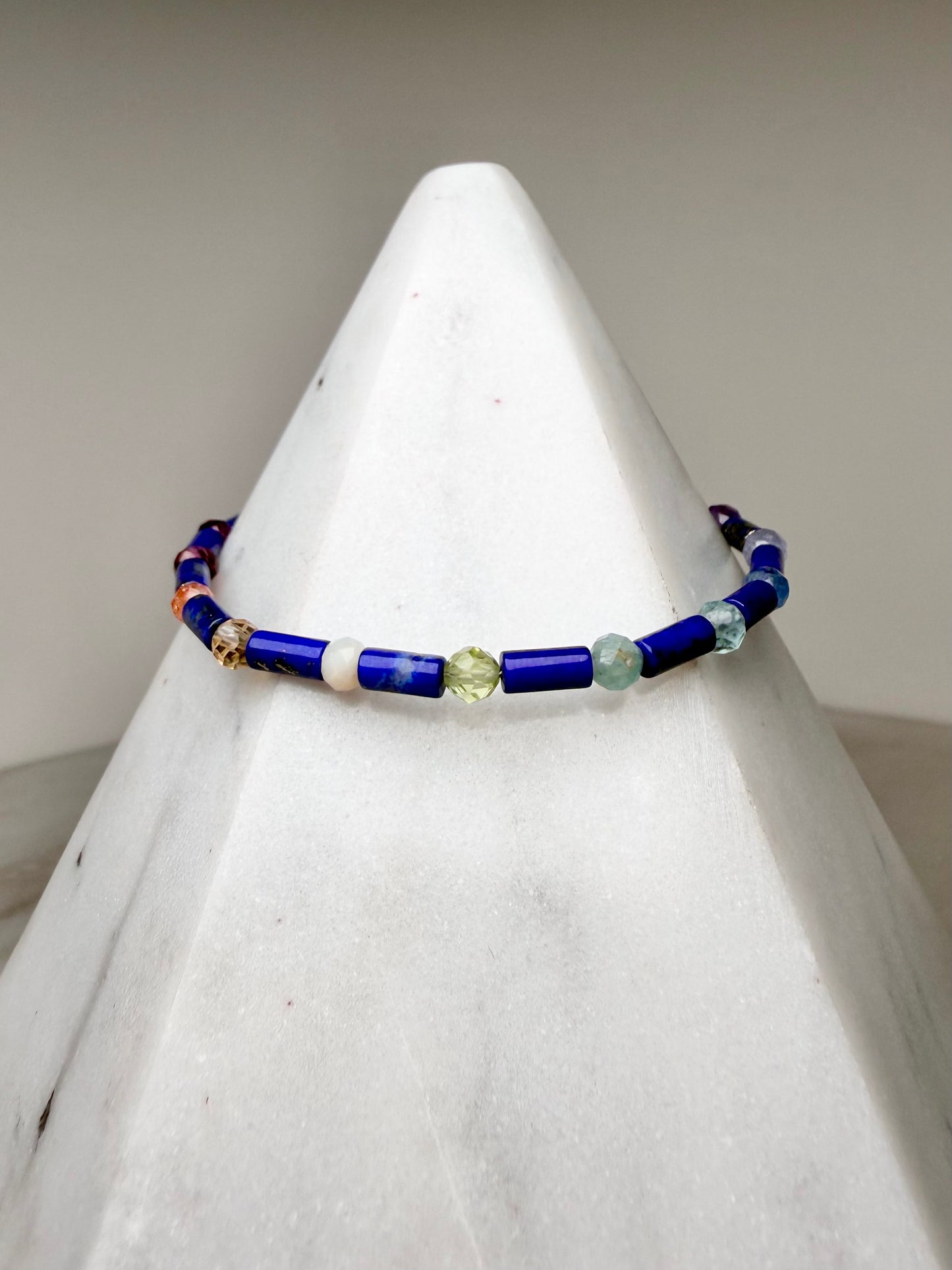 Lapis Lazuli & Rainbow Gemstone Bracelet | Sterling Silver