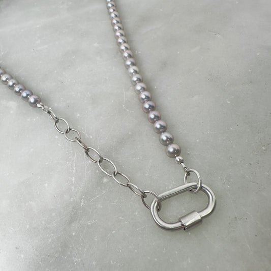Grey Pearl Necklace / Bracelet Wrap | Sterling Silver