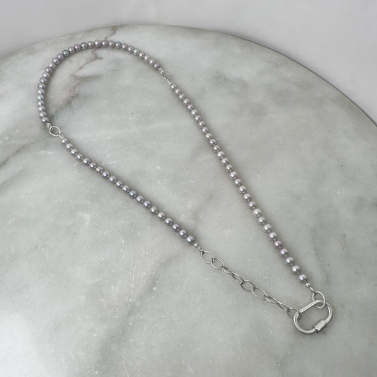 Grey Pearl Necklace / Bracelet Wrap | Sterling Silver