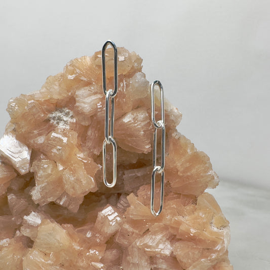 Paperclip Chain Dangle Earrings | Sterling Silver