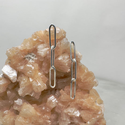 Paperclip Chain Dangle Earrings | Sterling Silver