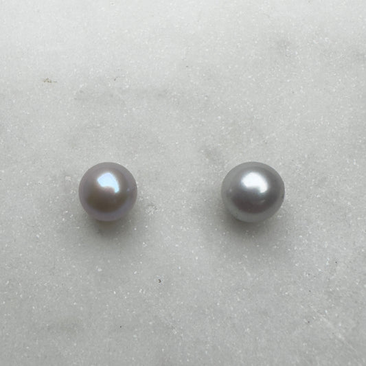 Grey Pearl Stud Earrings | 14k Yellow Gold