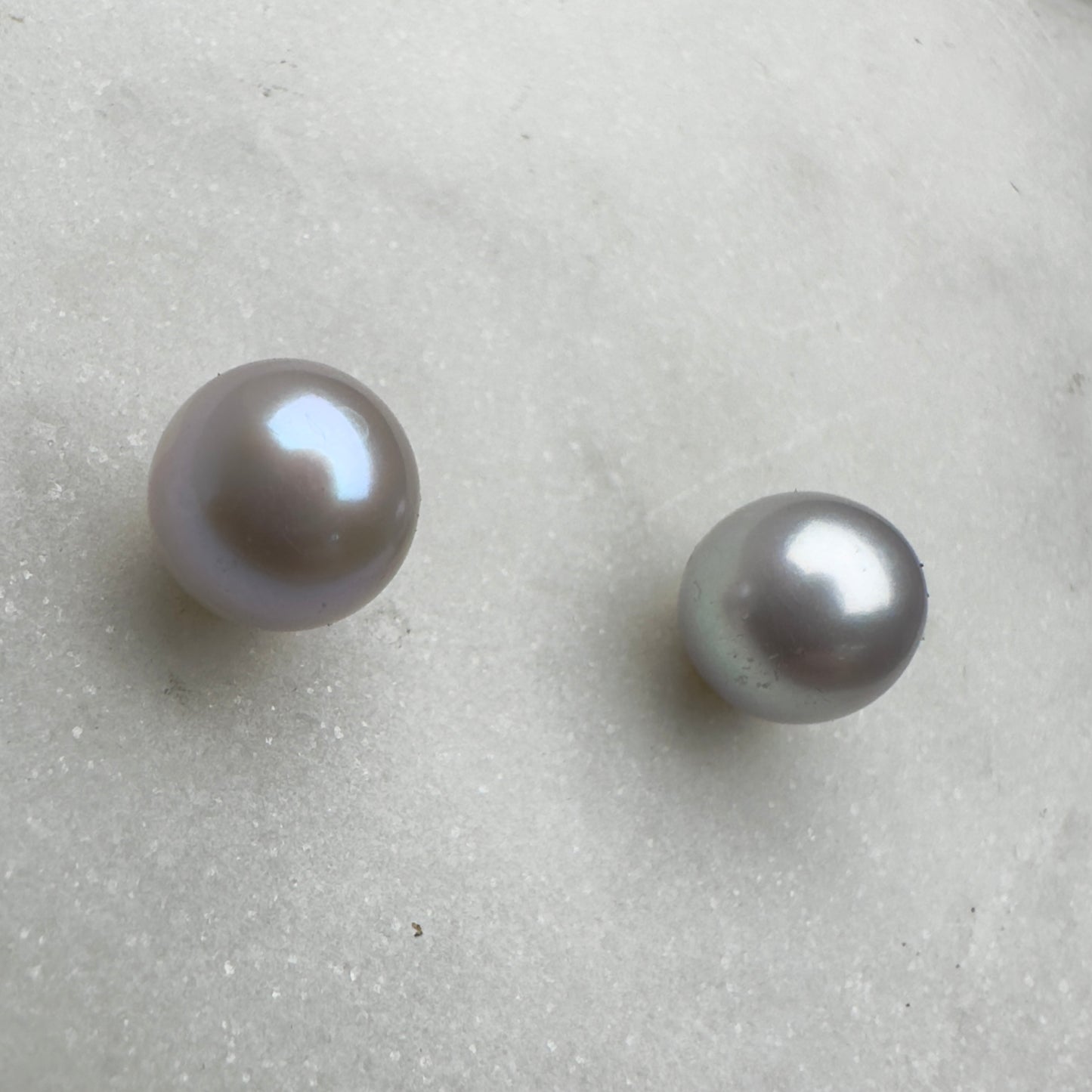 Grey Pearl Stud Earrings | 14k Yellow Gold