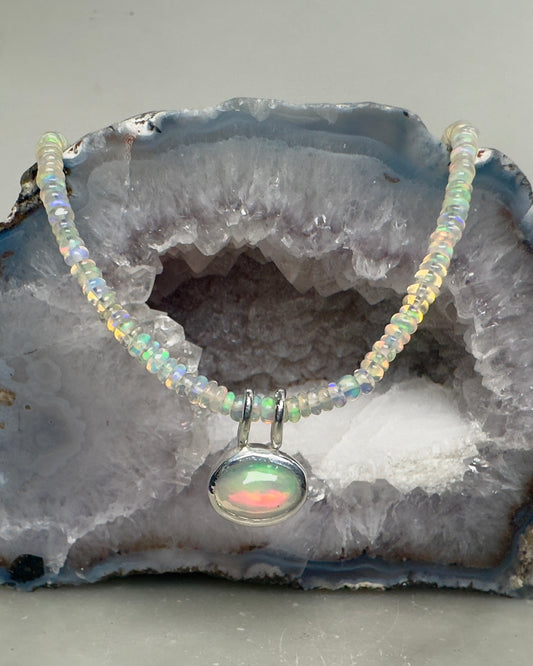 Ethiopian Opal Pendant | Sterling Silver