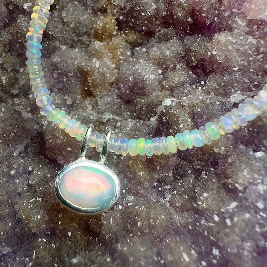 Ethiopian Opal Pendant | Sterling Silver