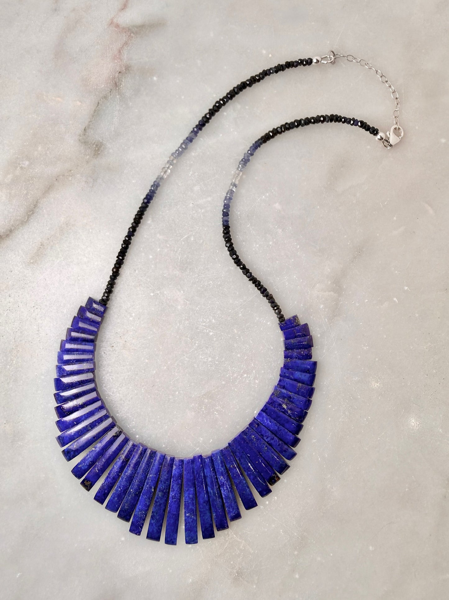 Lapis & Sapphire Ombre Statement Necklace | Sterling Silver