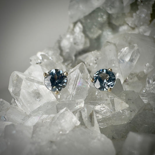Grey Spinel Studs | 14k Yellow Gold