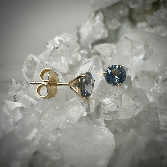 Grey Spinel Studs | 14k Yellow Gold