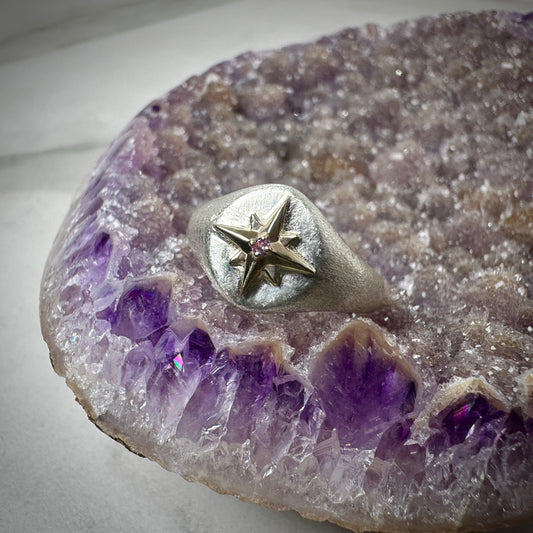 Starburst Ring with Purple Sapphire | 14k Yellow Gold & Sterling Silver