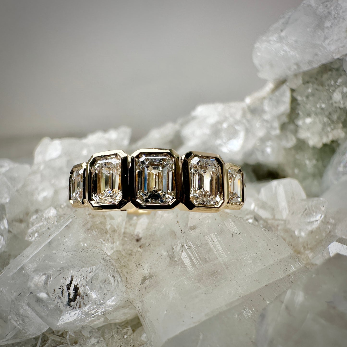 Lab Grown Emerald-Cut Diamond Ring | 14k Yellow Gold