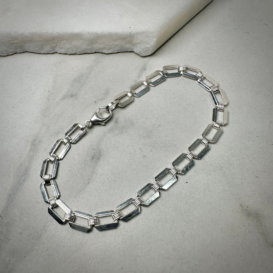 Rectangle Link Bracelet | Sterling Silver