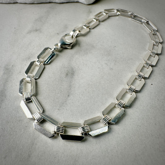 Rectangle Link Bracelet | Sterling Silver