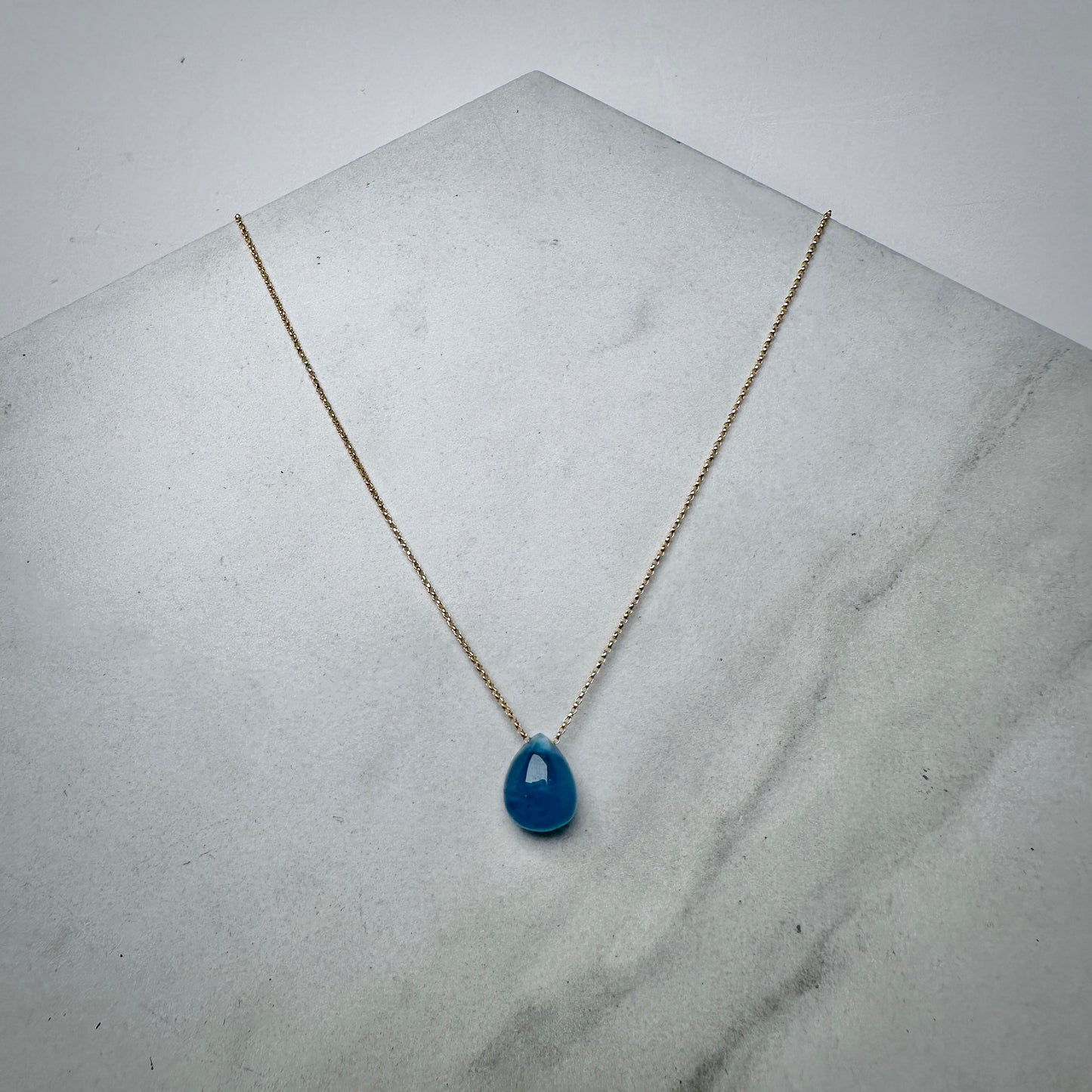 Aquamarine Floating Necklace | 14k Yellow Gold