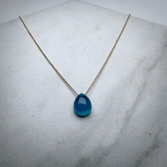 Aquamarine Floating Necklace | 14k Yellow Gold