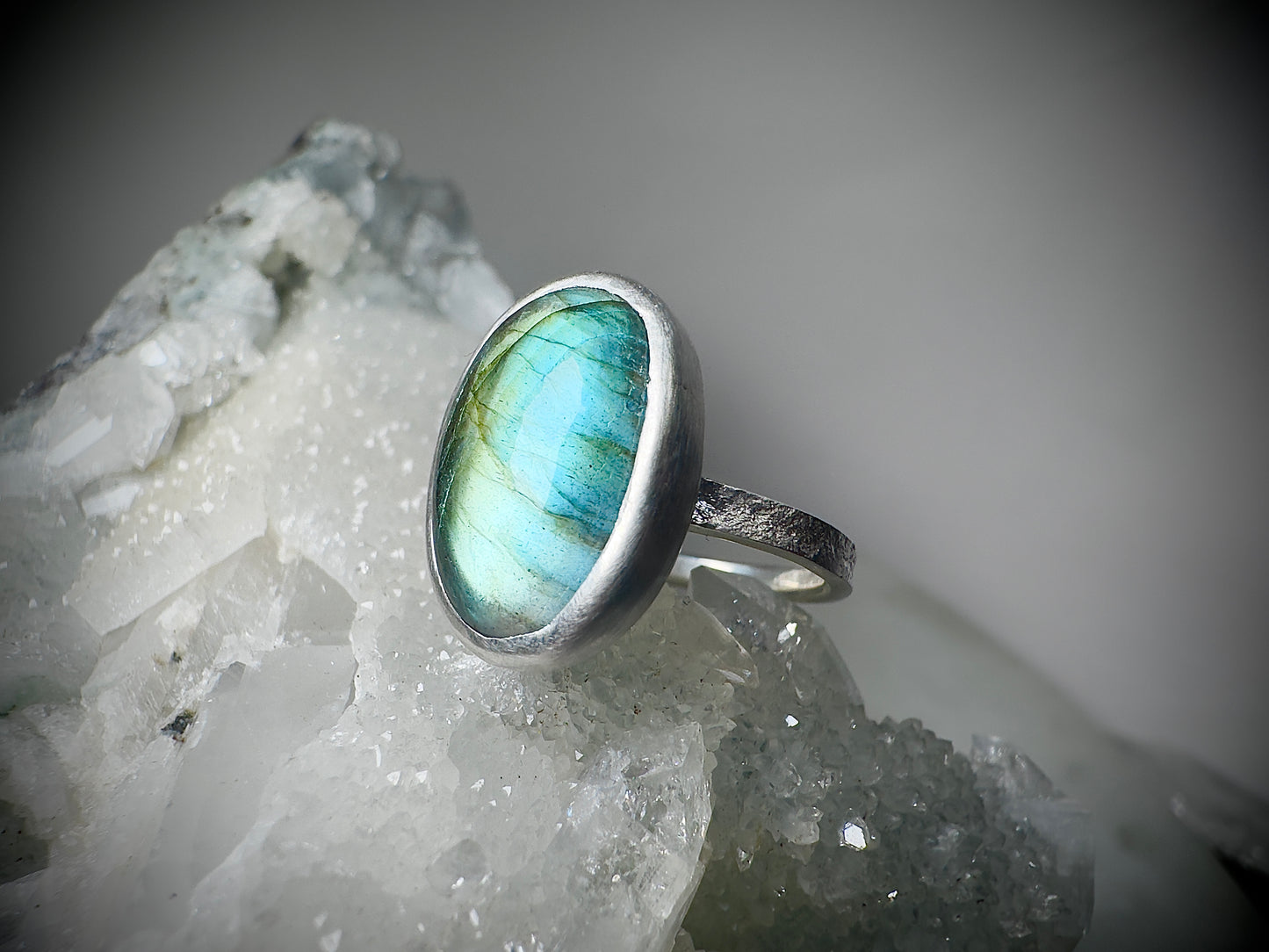 Blue-Green Labradorite Ring
