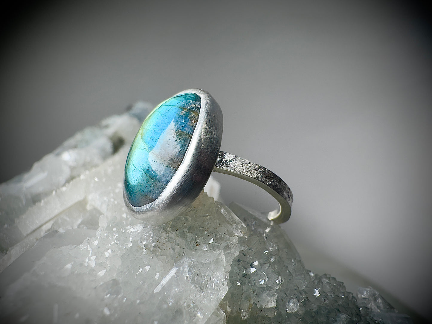 Blue-Green Labradorite Ring