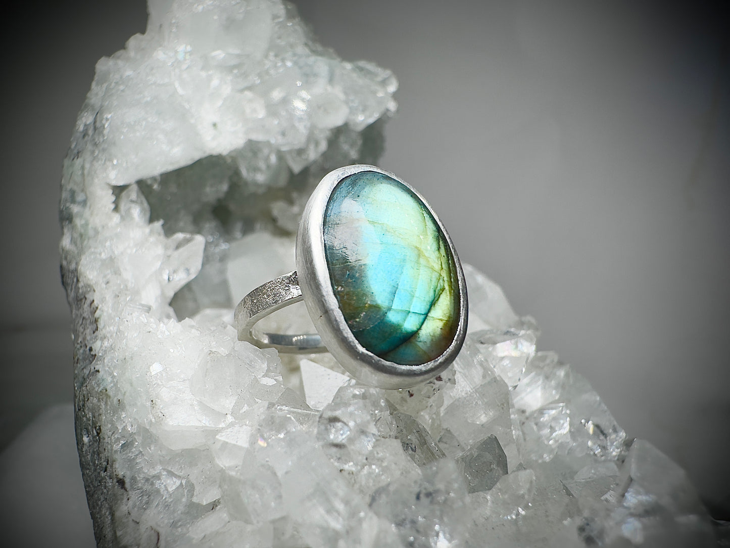 Blue-Green Labradorite Ring