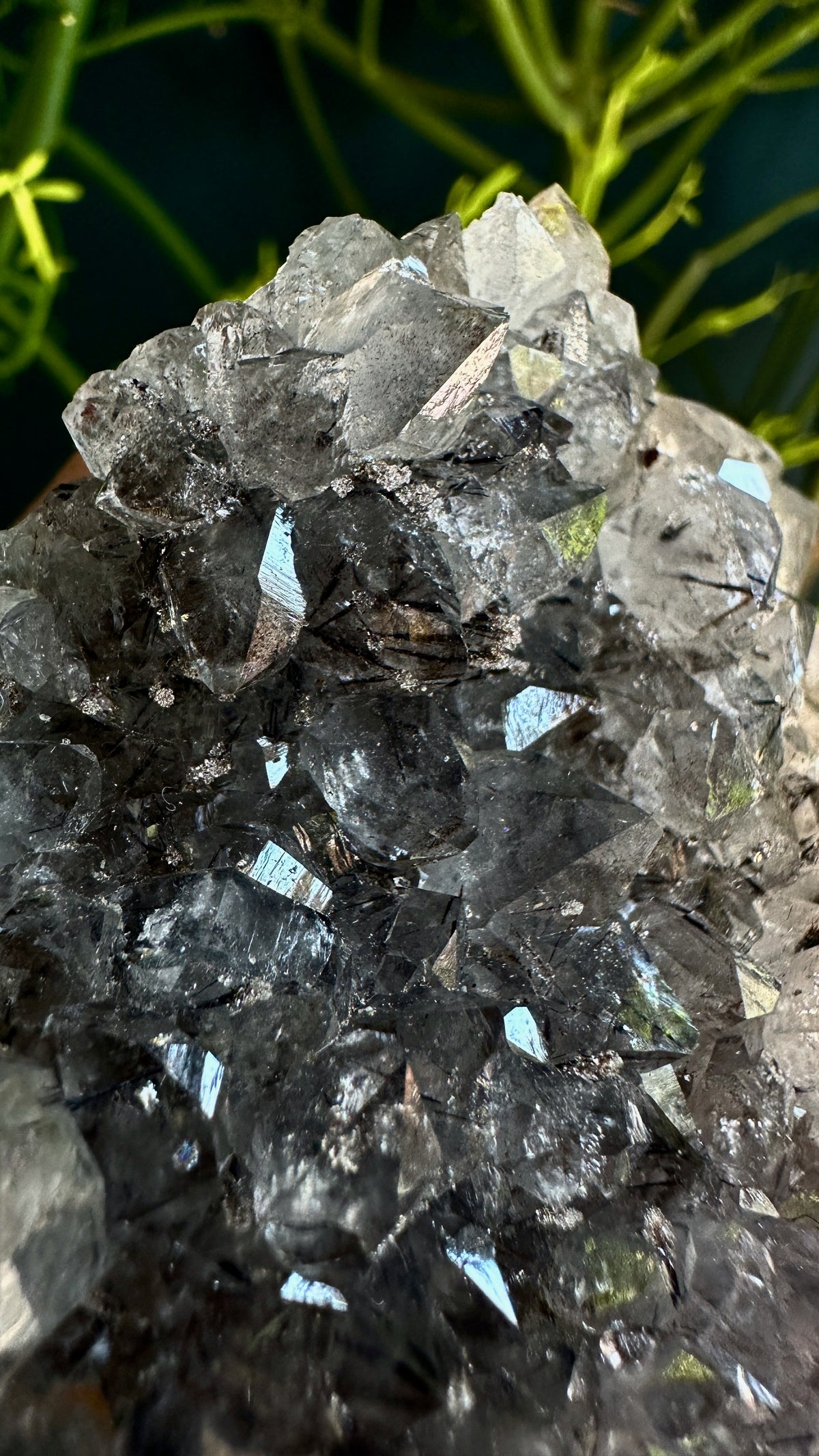 Quartz Cluster with Black Inclusions from Morocco | Crystal Specimen