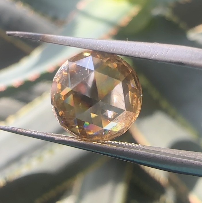 Cognac Moissanite Round Rose Cut