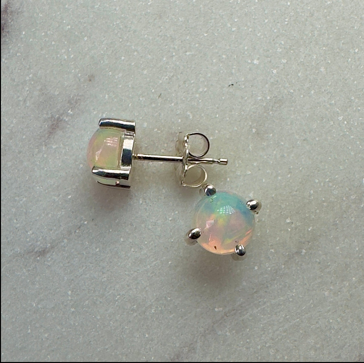 Gemstone Stud Earrings: 4 Prong Settings | Sterling Silver